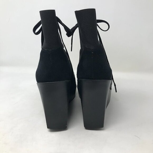 ZARA Trafaluc Black Suede Lace Up Wedge booties Size US 8.5 EUR 39 - Picture 4 of 6